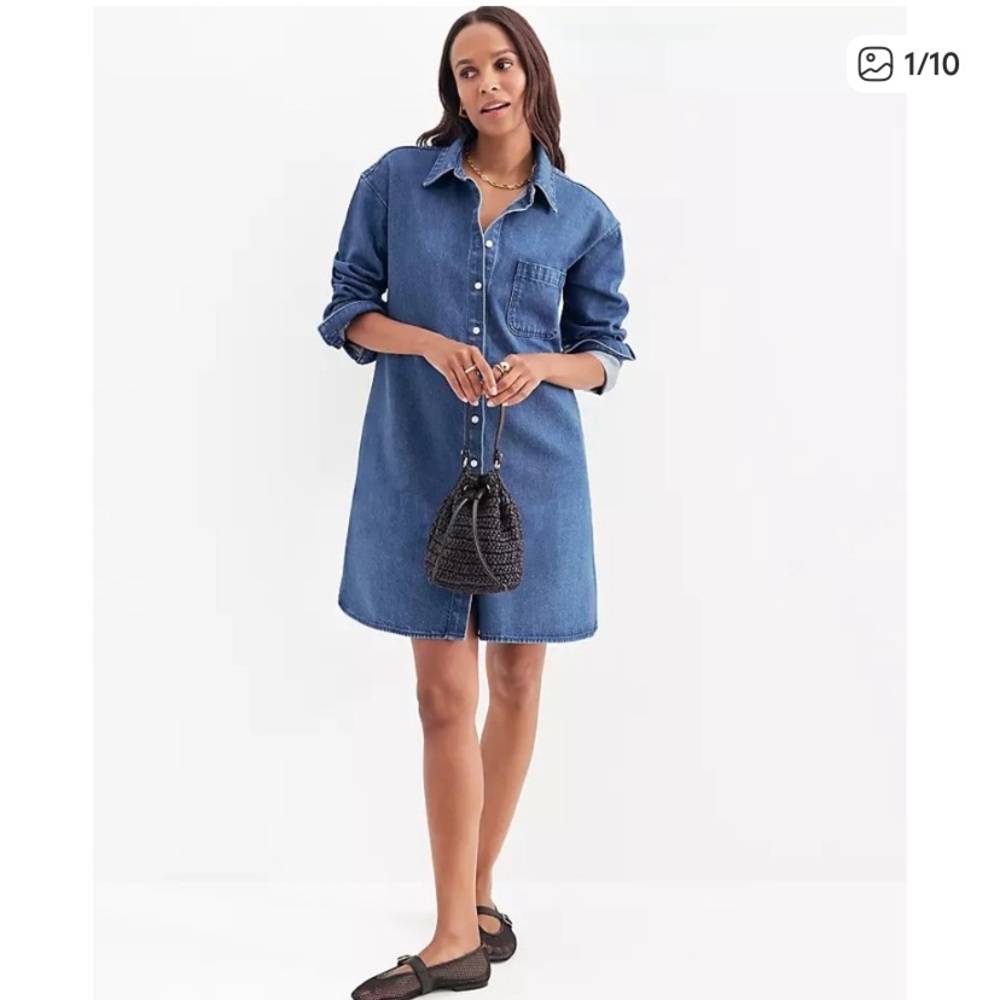 Ann Taylor Weekend Denim Oversized Dress Womens Medium